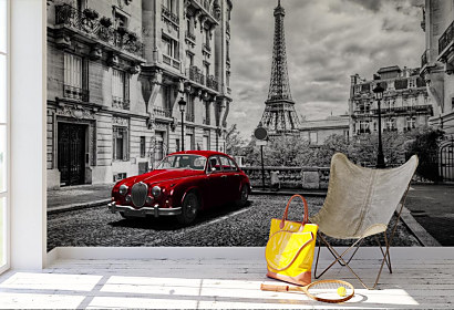 Fototapeta Red car in Paris 1733